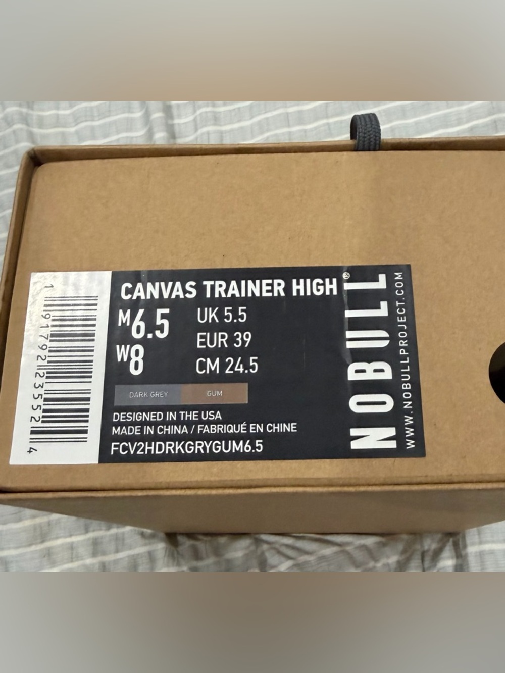 NOBULL Dark Grey Canvas Trainer High with Gum Accent